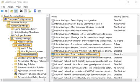 windows 10 lock computer when smart card is removed|Interactive logon Smart card removal behavior .